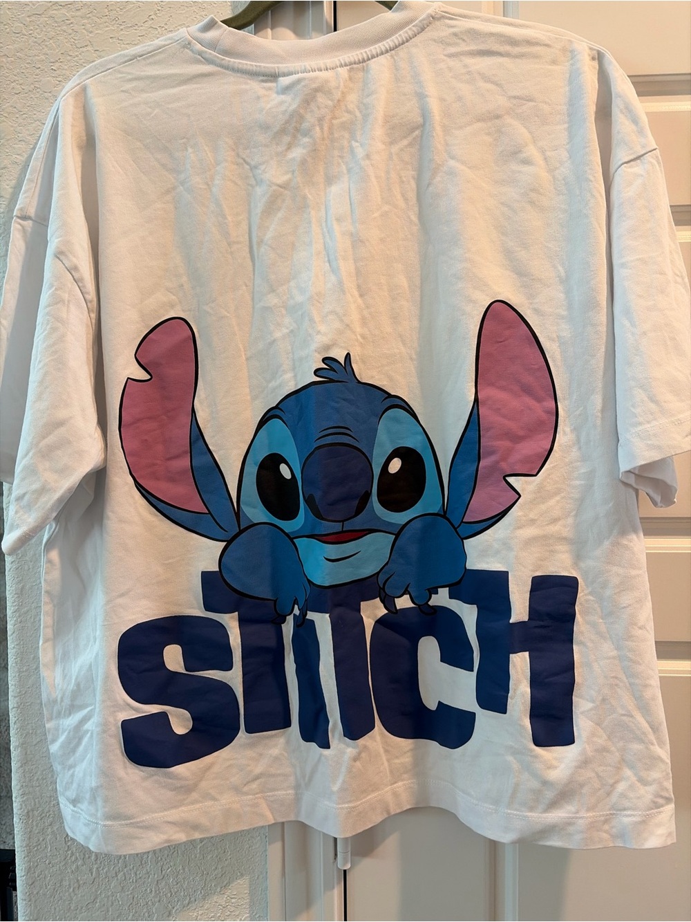 Disney White Tee with Blue & Pink Stitch Graphic